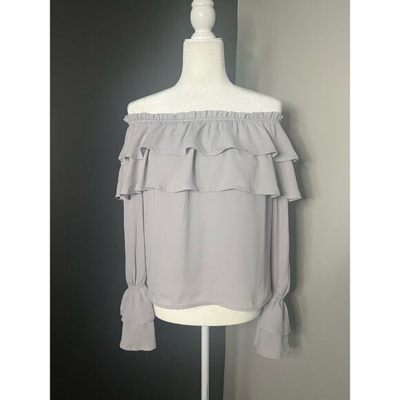 Pink Lily Woman’s Romantic Long Sleeve Ruffled Off The Shoulder Blouse- Size S - Picture 1 of 9